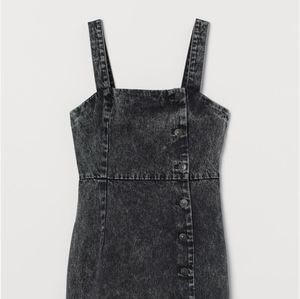 NWT H&M denim wash black skirt overall M